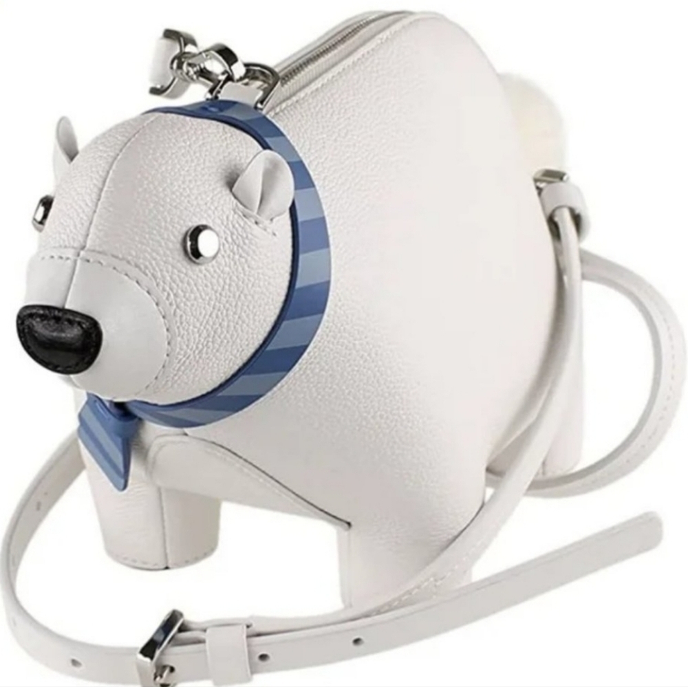 🤍🔹️ Kate Spade🔹️ Polar Bear Artic Friends White Leather Crossbody Novelty Bag - Picture 5 of 8